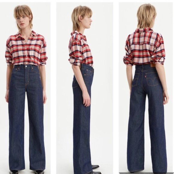 Levi's 26 x 32 Ribcage Wide Leg Jeans - Dark Denim, High & Mighty High Rise NWOT